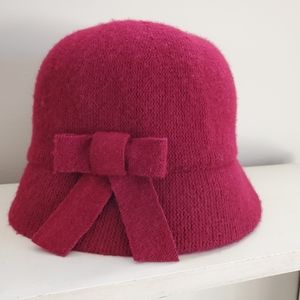 August Burgundy Red Wool Cloche Hat